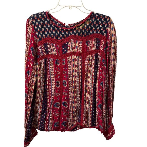 Maeve Bohemian Floral Print Long Sleeve Top Sz 12 multi blouse - Picture 1 of 12